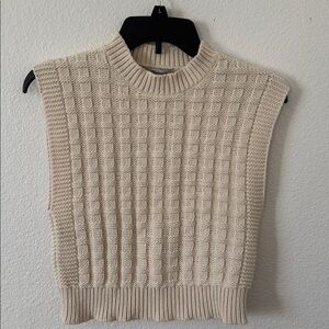 Madewell Cream Checkered Stitch Wedge Sweater Vest Size Small